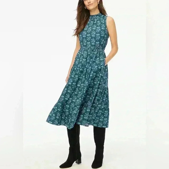 JCREW Printed mockneck tiered midi dress - NWT - Picture 2 of 16
